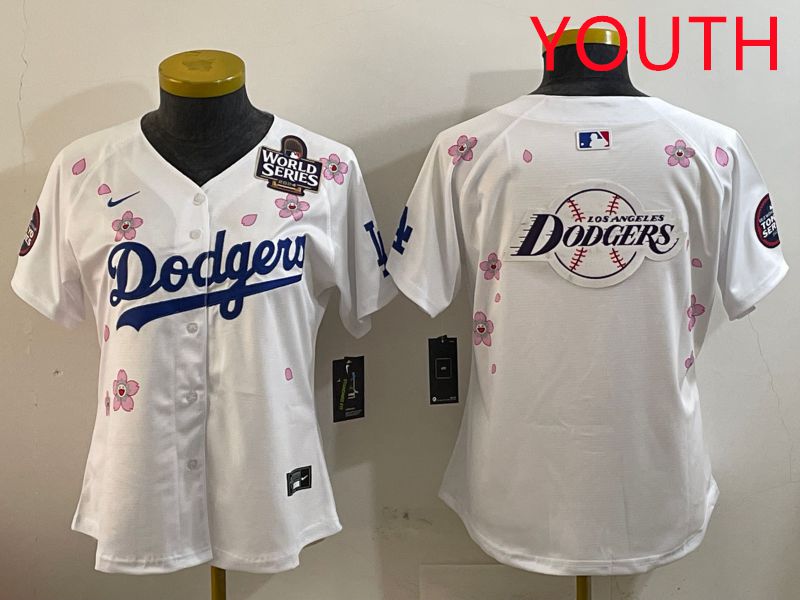 Youth Los Angeles Dodgers Blank White Sakura Edition 2025 Nike MLB Jersey style 27